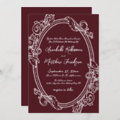 Elegant Vintage Burgundy Wedding Einladung (Vorne/Hinten)