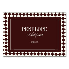 Elegant Vintage Burgundy Wedding Place Card Tischnummer