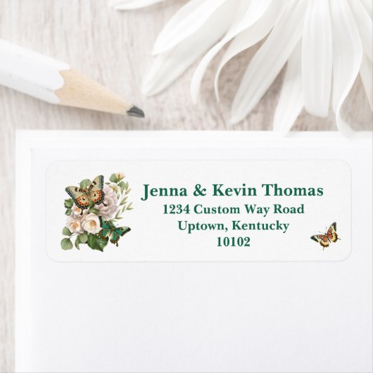Elegant Vintage Butterfly & Flowers Retrun Labels (Insitu)