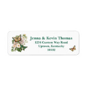 Elegant Vintage Butterfly & Flowers Retrun Labels (Vorne)