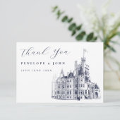 Elegant Vintage Castle Destination Wedding  Dankeskarte (Stehend Vorderseite)