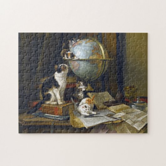 Elegant Vintage Cats Mother Cat & Cute Kittens    Puzzle (Horizontal)