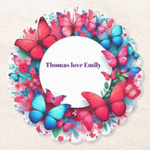 Elegant Vintage China blue red bufferfly