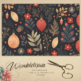 Elegant Vintage Christmas Bauble Decoupage Seidenpapier