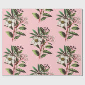 Elegant Vintage Christmas Rose Pink Geschenkpapier (Flach)