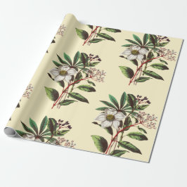 Elegant Vintage Christmas Roses Beige Geschenkpapier