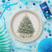 Elegant Vintage Christmas Tree Paper Plates Pappteller (Party)