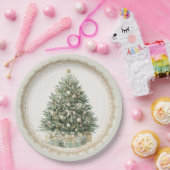 Elegant Vintage Christmas Tree Paper Plates Pappteller (Party)