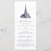 Elegant Vintage Church Illustration Wedding Programm (Vorderseite)