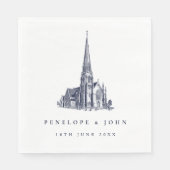 Elegant Vintage Church Illustration Wedding Serviette (Vorderseite)