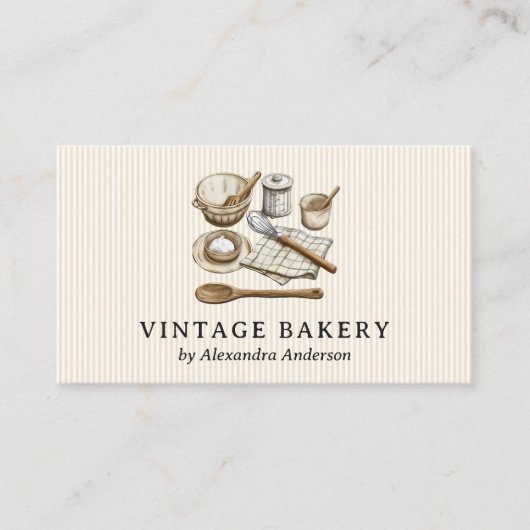 Elegant Vintage Cooking Utensils Visitenkarte (Vorderseite)