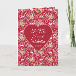 Elegant Vintage Cupid & Red Rose Valentine’s Day Karte