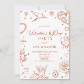 Elegant Vintage Cupid Valentine's Day Party Einladung (Vorderseite)