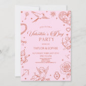 Elegant Vintage Cupid Valentine's Day Party Einladung (Vorderseite)