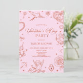 Elegant Vintage Cupid Valentine's Day Party Einladung (Stehend Vorderseite)