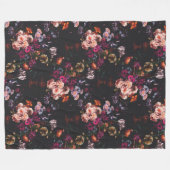Elegant Vintage Dark Moody Burgundy Floral Fleecedecke (Vorderseite (Horizontal))