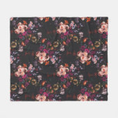 Elegant Vintage Dark Moody Burgundy Floral Fleecedecke (Vorderseite (Horizontal))