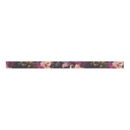 Elegant Vintage Dark Moody Burgundy Floral Ripsband