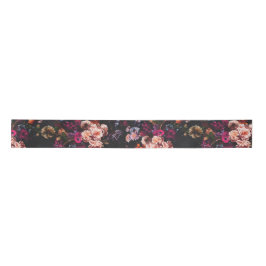 Elegant Vintage Dark Moody Burgundy Floral Satinband