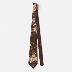 Elegant Vintage dunkle, düstere braune Floral Krawatte