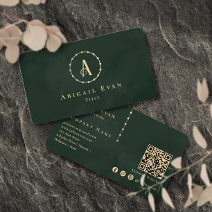 Elegant Vintage Einzigartiges Monogramm Smaragd Du Visitenkarte