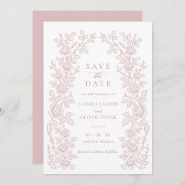 Elegant Vintage Floral Blush Pink Save the Date Einladung