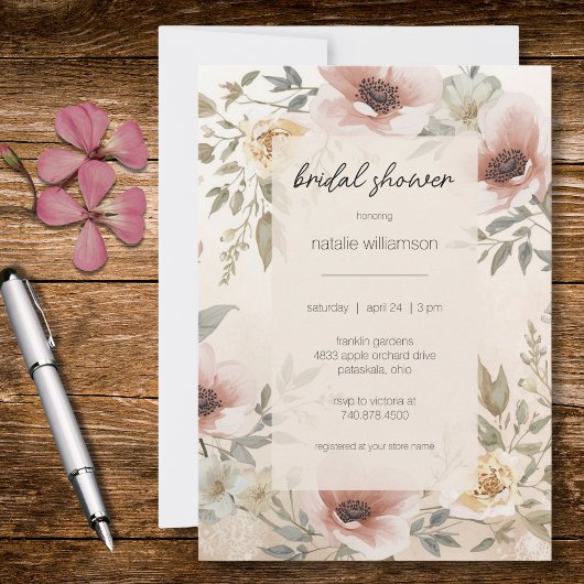 Elegant Vintage Floral Bridal Shower  Einladung