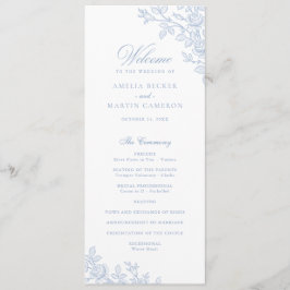 Elegant Vintage Floral Frame Dusty Blue Wedding  Programm