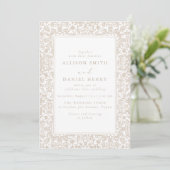 Elegant Vintage Floral Frame Wedding Einladung (Stehend Vorderseite)