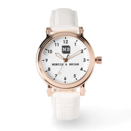 Elegant Vintage Floral Monogram couple names Armbanduhr