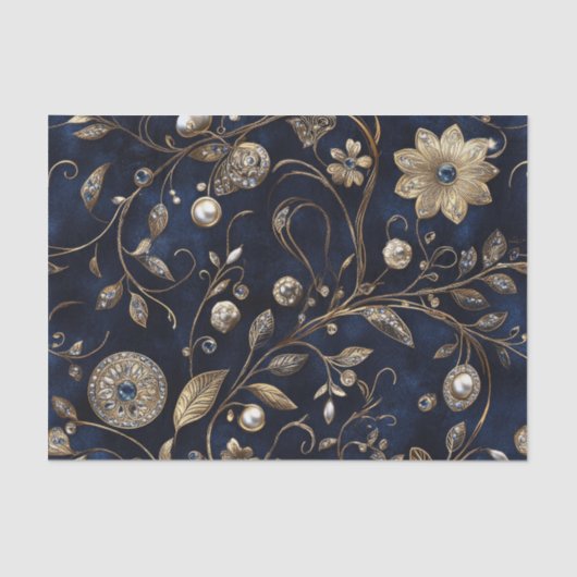 Elegant Vintage Floral Tissue Paper Seidenpapier (Vorderseite)
