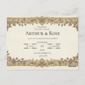 Elegant Vintage Floral Wedding Invitation Postcard Postkarte (Rückseite)