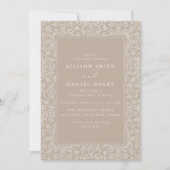 Elegant Vintage Frame Beige Wedding Invitation Einladung (Vorderseite)