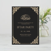 Elegant Vintage Frame Black Ramadan Iftar Party Einladung (Stehend Vorderseite)