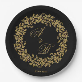 Elegant Vintage Französisch Gold Blumen Pappteller