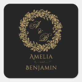 Elegant Vintage Französisch Gold Blumenmuster  Quadratischer Aufkleber