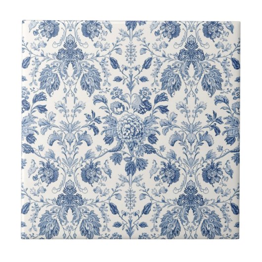 Elegant Vintage French Engraved Floral Pattern Fliese (Vorderseite)