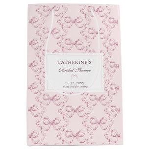 Elegant Vintage Girly Preppy Bögen Pink Toile Mittlere Geschenktüte