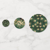 Elegant Vintage Gold and Emerald Green Clover Konfetti (Vorderseiten)