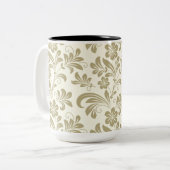 Elegant Vintage Gold Floral Pattern Zweifarbige Tasse (Vorderseite Links)