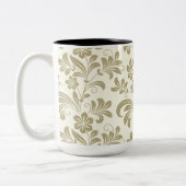 Elegant Vintage Gold Floral Pattern Zweifarbige Tasse (Links)