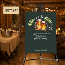 Elegant Vintage Green Cheers & Beers 50th Birthday