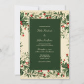 Elegant Vintage Holly Wedding  Einladung (Vorderseite)