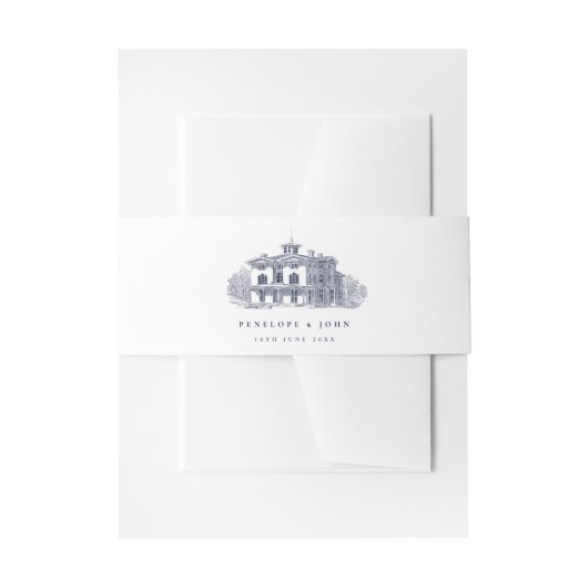 Elegant Vintage Italian Villa Destination Wedding Einladungsbanderole (Vorderseite Beispiel)