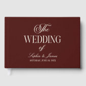 Elegant Vintage Ivory Dark Burgundy Wedding Gästebuch (Vorderseite)