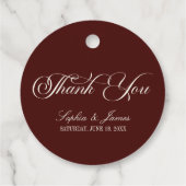 Elegant Vintage Ivory Dark Burgundy Wedding Geschenkanhänger (Rückseite)