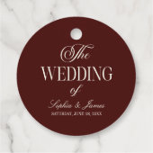 Elegant Vintage Ivory Dark Burgundy Wedding Geschenkanhänger (Rückseite)