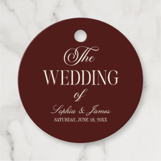 Elegant Vintage Ivory Dark Burgundy Wedding Geschenkanhänger