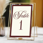 Elegant Vintage Ivory Dark Burgundy Wedding Tischnummer<br><div class="desc">This is an Elegant Vintage Ivory Dark Burgundy Wedding Table Number!</div>