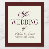 Elegant Vintage Ivory Dark Burgundy Wedding Weinetikett (Einzelnes Label)